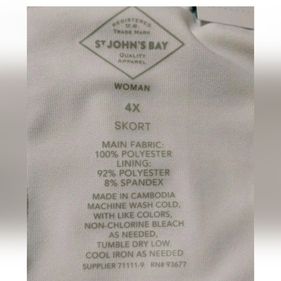 St. John's Bay Mid-Rise Skort Tropical Floral Women's Plus Size 4X NWT - Picture 7 of 7